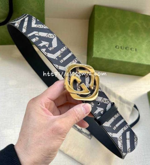구찌 25 한정판 4.0cm Marmont 소가죽 카프스킨 벨트 F1148