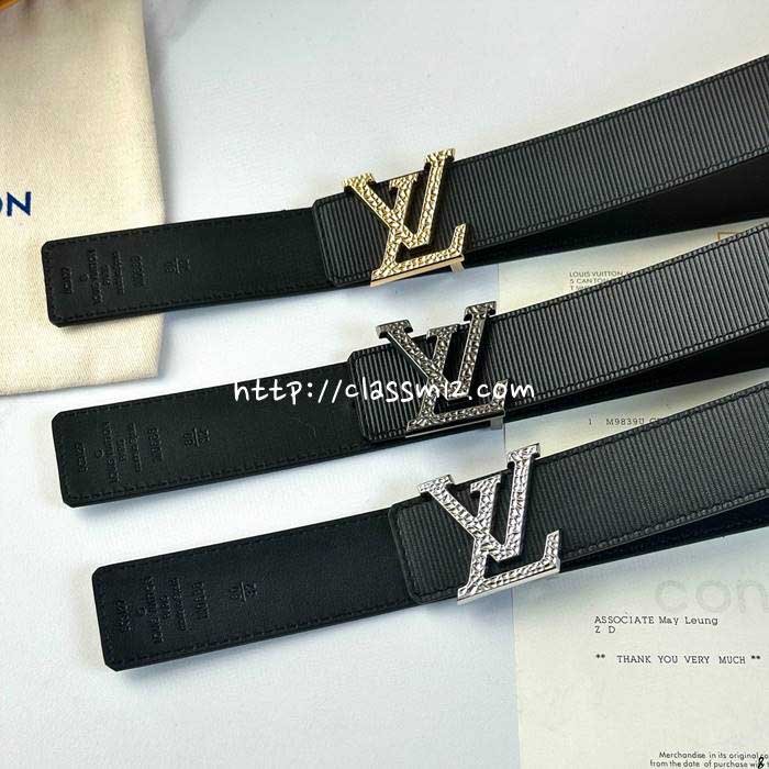 루이비통 25 한정판 3.5cm 양면 소가죽 카프스킨 벨트 F1176