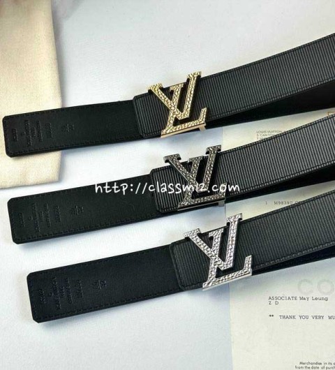 루이비통 25 한정판 3.5cm 양면 소가죽 카프스킨 벨트 F1176