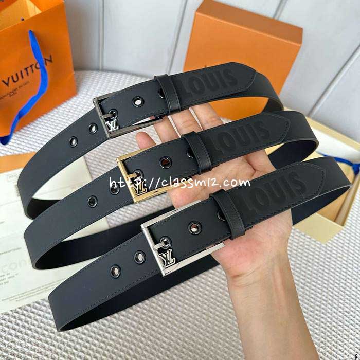 루이비통 25 한정판 3.5cm 소가죽 카프스킨 벨트 F1178