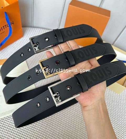 루이비통 25 한정판 3.5cm 소가죽 카프스킨 벨트 F1178
