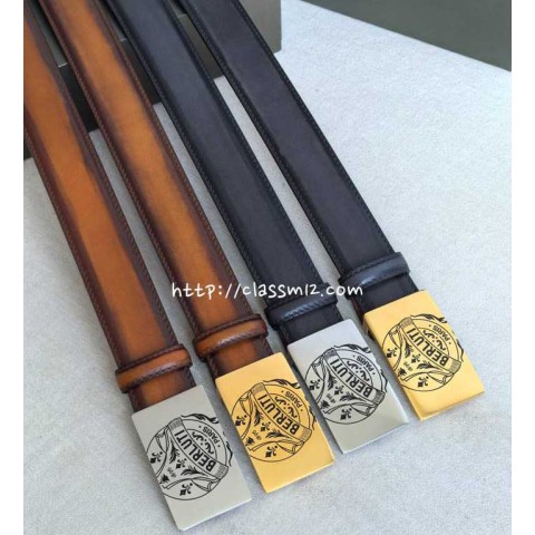 벨루티 25 한정판 3.5cm 양면 소가죽 카프스킨 벨트 F1192