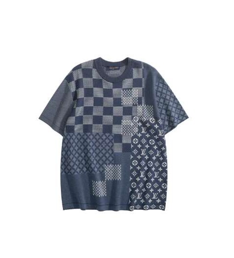 루이비통 25 한정판 남여공용 X NIGO 숏 슬리브 니트 크루넥 A12483