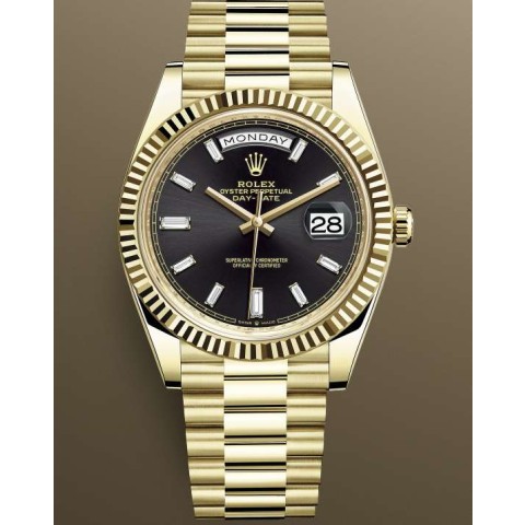 [단독 정품급] 롤렉스 신형 데이데이트 프레지던트 블랙 10P 다이아 18K 옐로우골드 40mm 228238 Cal.3255 무게증량 W180