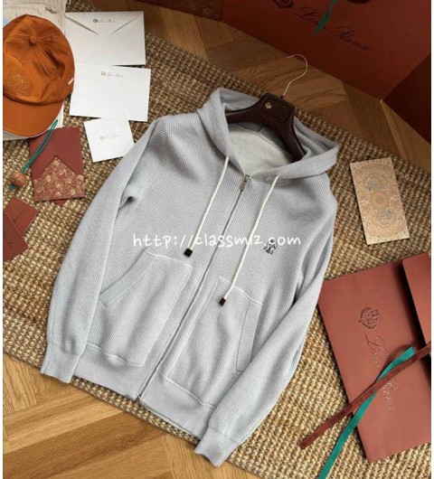 Brunello Cucinelli 25 한정판 양털 긴팔 후드 자켓 A12585