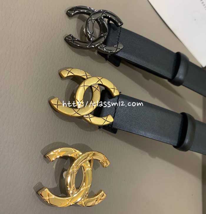 샤넬 25 한정판 여성 3.0cm 소가죽 카프스킨 벨트 F1199
