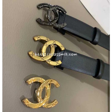 샤넬 25 한정판 여성 3.0cm 소가죽 카프스킨 벨트 F1199