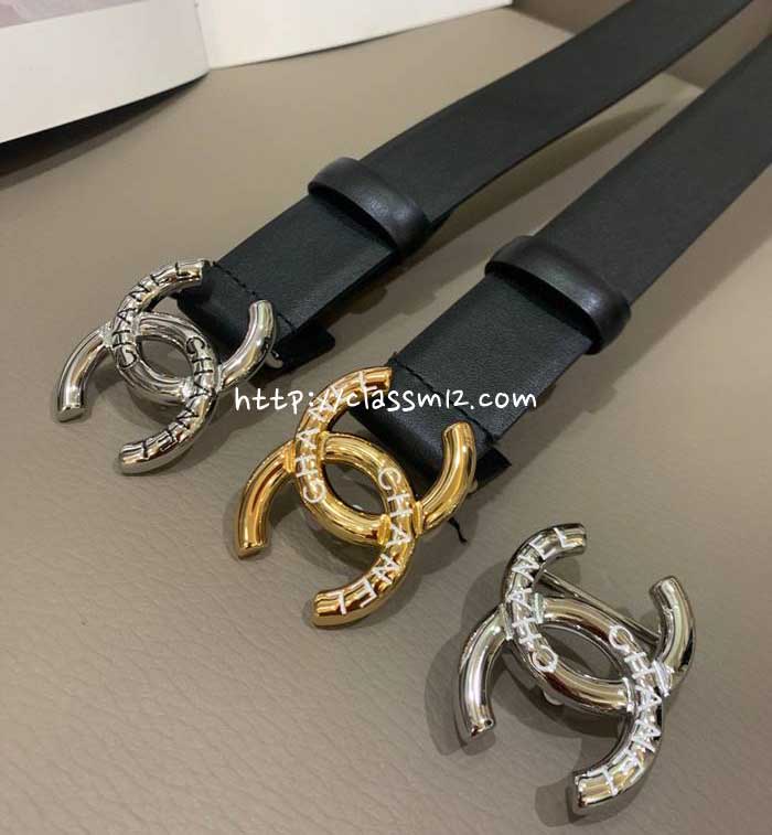 샤넬 25 한정판 여성 3.0cm 소가죽 카프스킨 벨트 F1200