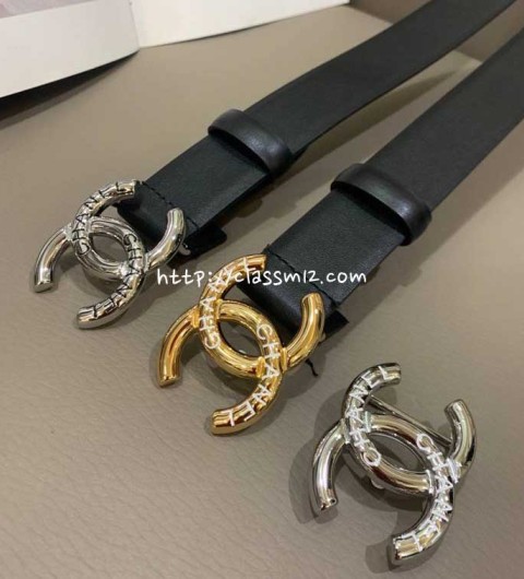 샤넬 25 한정판 여성 3.0cm 소가죽 카프스킨 벨트 F1200