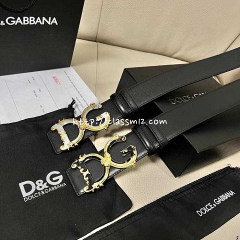돌체앤가바나 25 한정판 양면 4.0cm 소가죽 카프스킨 벨트 F1201