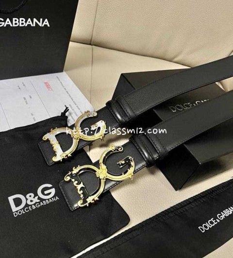 돌체앤가바나 25 한정판 양면 4.0cm 소가죽 카프스킨 벨트 F1201
