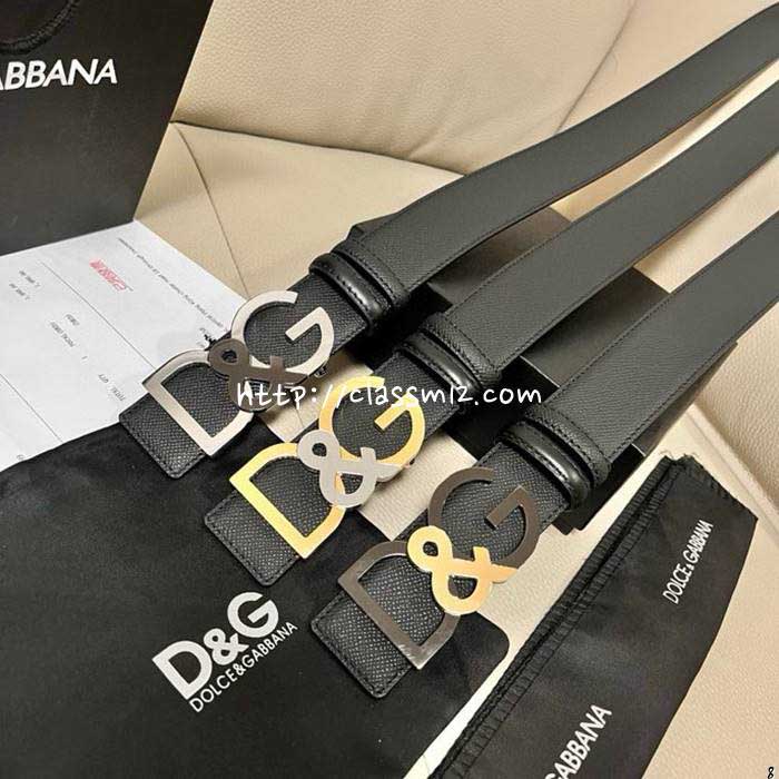 돌체앤가바나 25 한정판 양면 4.0cm 소가죽 카프스킨 벨트 F1202