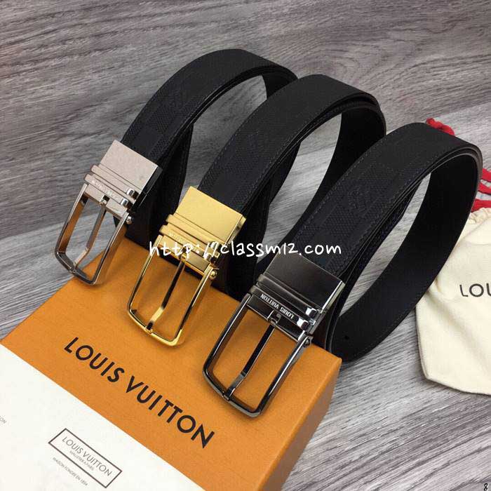 루이비통 25 한정판 3.5cm 소가죽 카프스킨 벨트 F1219