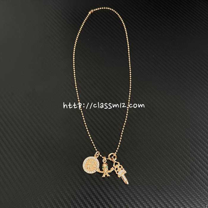 크롬하츠 25 한정판 22K 도금 실버 925 Foti Harris Teeter 목걸이 D3022