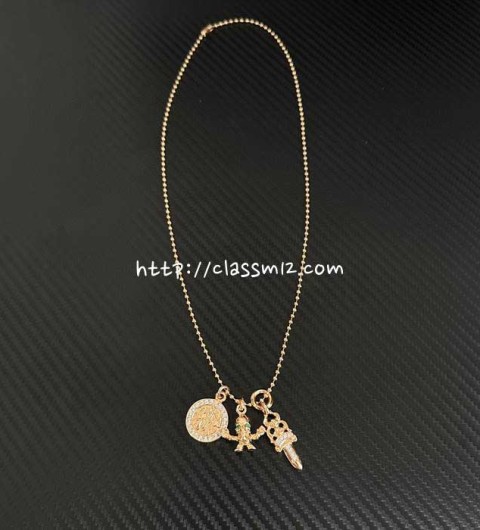크롬하츠 25 한정판 22K 도금 실버 925 Foti Harris Teeter 목걸이 D3022