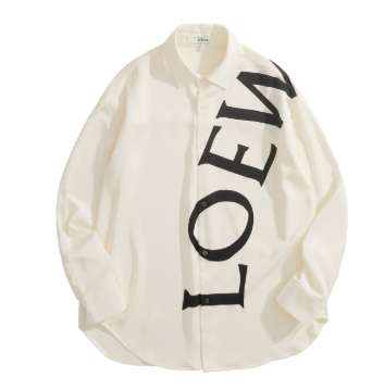 로에베 25 한정판 로고 프린트 실크 셔츠 A12674
