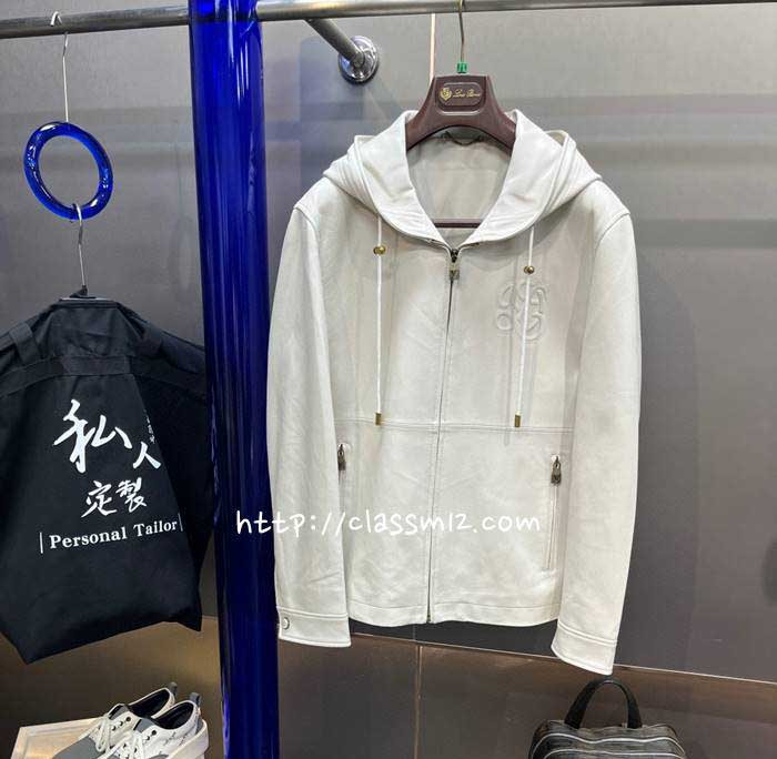 로에베 25 한정판 XX25015 양가죽 램스킨 긴팔 후드 자켓 A12694