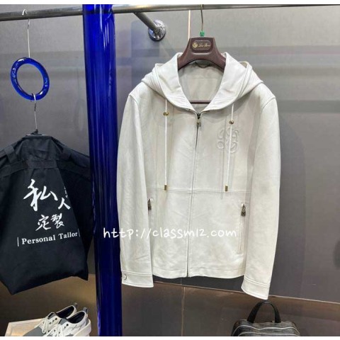 로에베 25 한정판 XX25015 양가죽 램스킨 긴팔 후드 자켓 A12694