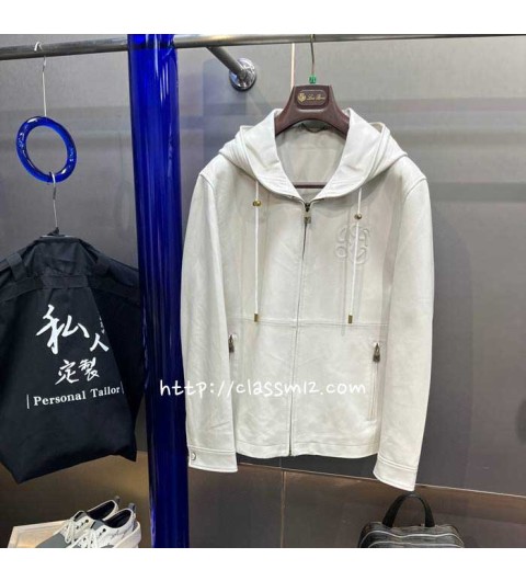 로에베 25 한정판 XX25015 양가죽 램스킨 긴팔 후드 자켓 A12694