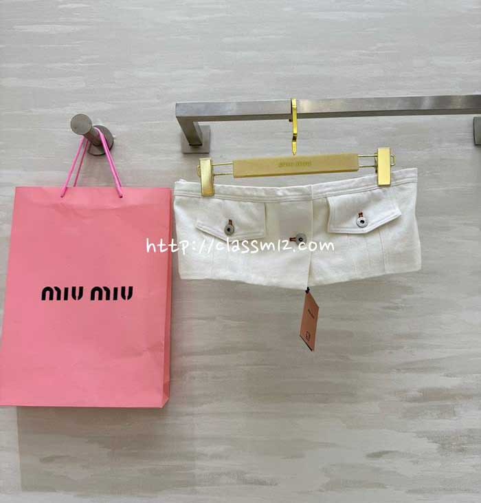미우미우 25 한정판 여성 데님 브라탑 A12776