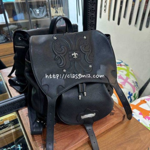 크롬하츠 25 한정판 소가죽 카프스킨 백팩 C5358