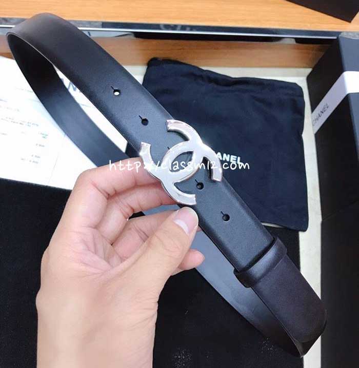 샤넬 25 한정판 3.0cm 소가죽 카프스킨 벨트 F1223