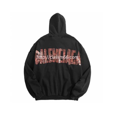 발렌시아가 25 한정판 SECURITY TAPE LOGO HOODIE 긴팔 후드 자켓 A12909