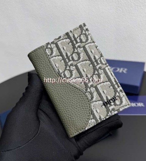 디올 25 한정판 소가죽 카프스킨 카드 지갑 E869
