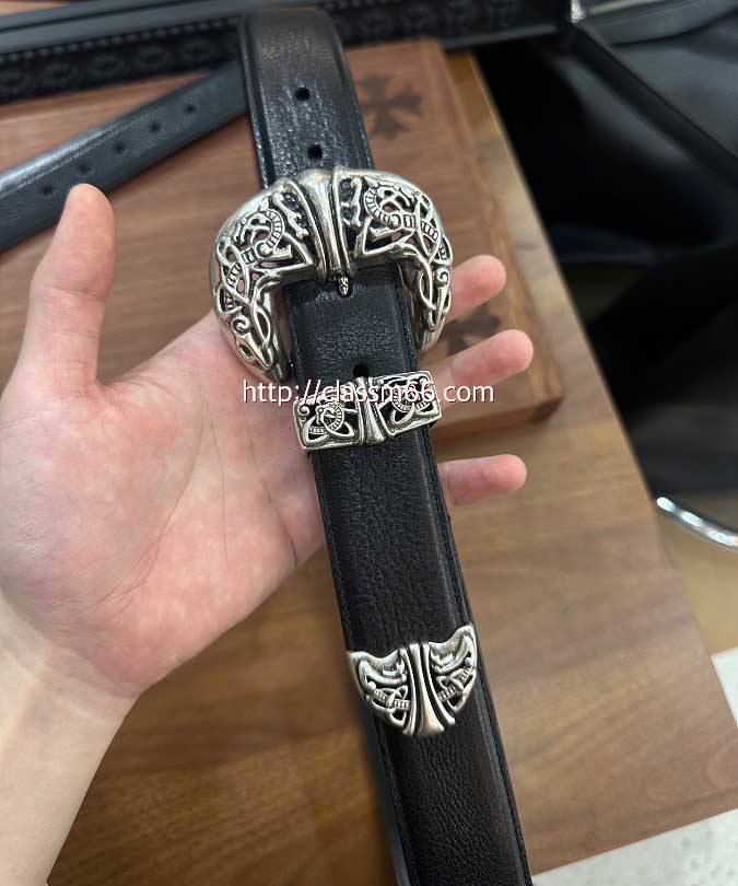 크롬하츠 25 한정판 3.8cm 소가죽 카프스킨 벨트 F1228