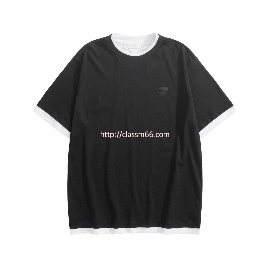 프라다 25 한정판 삼각 로고 탭 레이어드 티셔츠 A13141