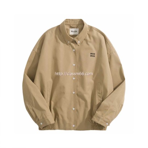 미우미우 25 한정판 로고 자수 코튼 봄버 자켓 A13180