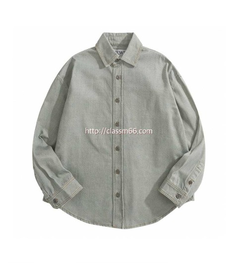 로에베 25 한정판 엠보 로고 데님 셔츠 A13182
