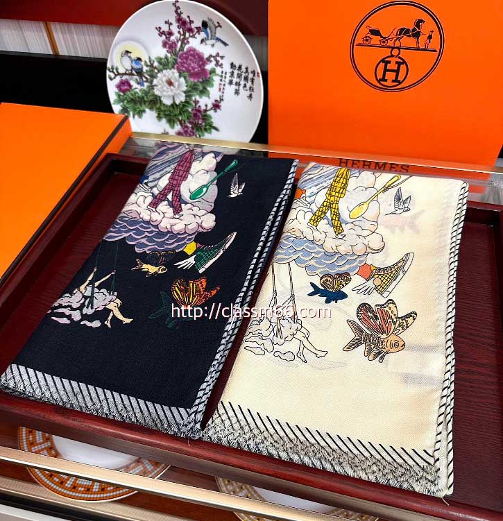 에르메스 25 한정판 양털 목도리 D3093