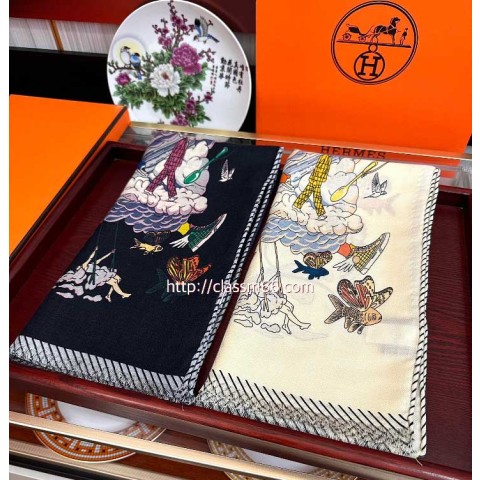 에르메스 25 한정판 양털 목도리 D3093