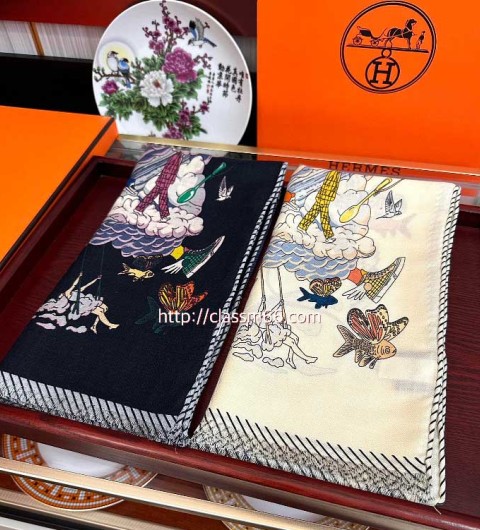 에르메스 25 한정판 양털 목도리 D3093