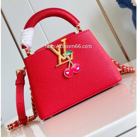 루이비통 25 한정판 M48865 Capucines 소가죽 카프스킨 크로스백 가방 C5604