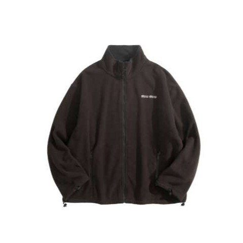 미우미우 25 한정판 로고 자수 플리스 집업 자켓 A13285