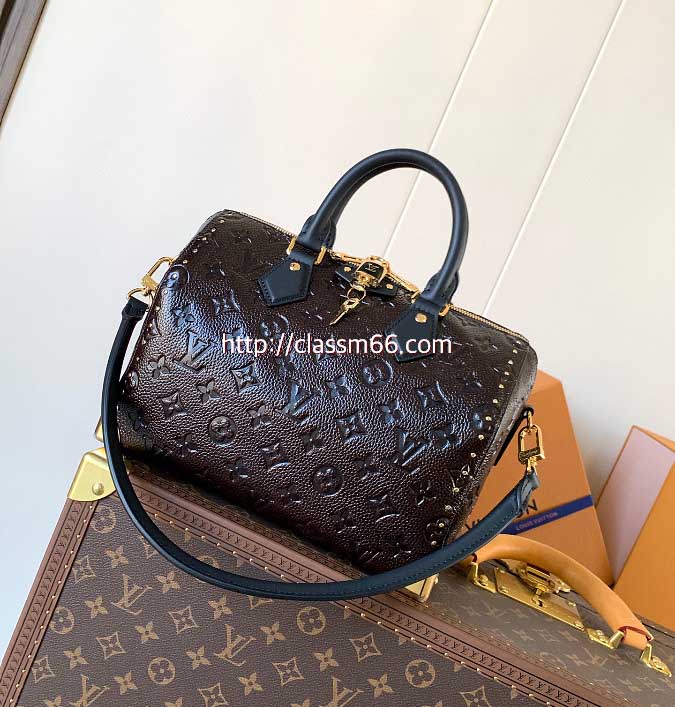 루이비통 25 한정판 M26392 Speedy Trunk 25 소가죽 카프스킨 크로스백 가방 C5673