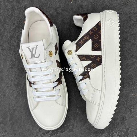 루이비통 25 한정판 TIME OUT 남녀공용 소가죽 카프스킨 운동화 B5296