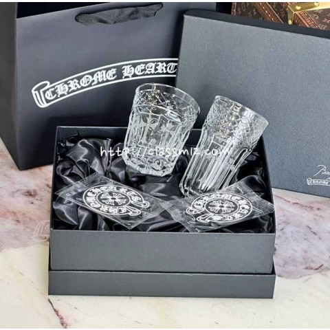 크롬하츠 25 한정판 Baccarat 2개 글라스 유리컵 세트 I386