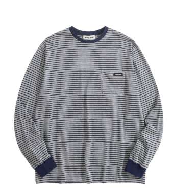 미우미우 25 한정판 로고 자카드 스트라이프 티셔츠 A13425