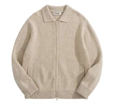 미우미우 25 한정판 로고 패치 울 집업 자켓 A13435