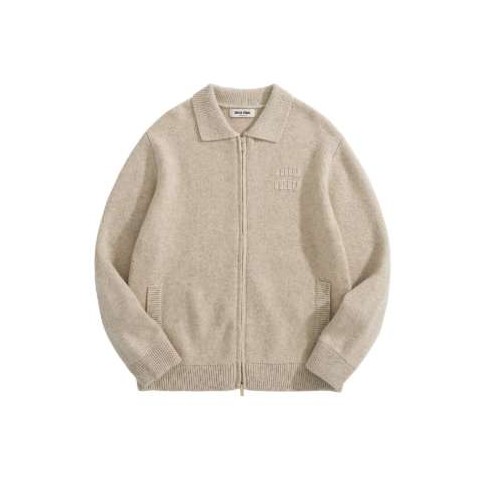 미우미우 25 한정판 로고 패치 울 집업 자켓 A13435