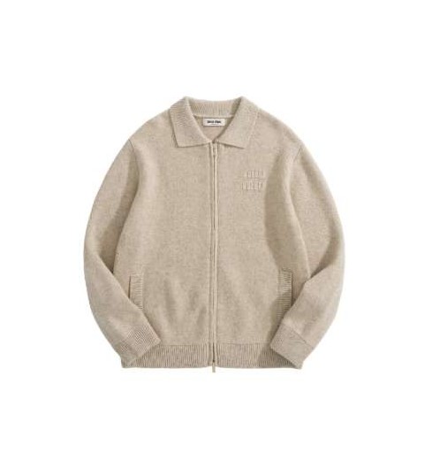 미우미우 25 한정판 로고 패치 울 집업 자켓 A13435