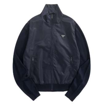프라다 25 한정판 삼각 로고 리나일론 울 믹스드 집업 자켓 A13438