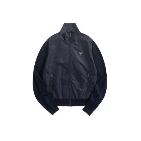 프라다 25 한정판 삼각 로고 리나일론 울 믹스드 집업 자켓 A13438