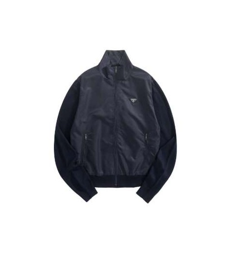 프라다 25 한정판 삼각 로고 리나일론 울 믹스드 집업 자켓 A13438