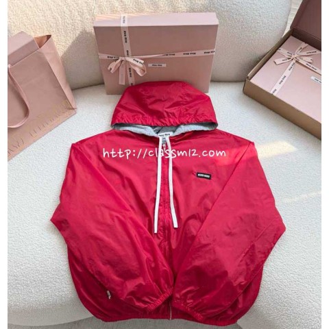 미우미우 25 한정판 여성 긴팔 후드 자켓 A13448