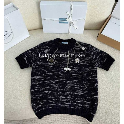 프라다 25 한정판 여성 양털 반팔 니트 A13451