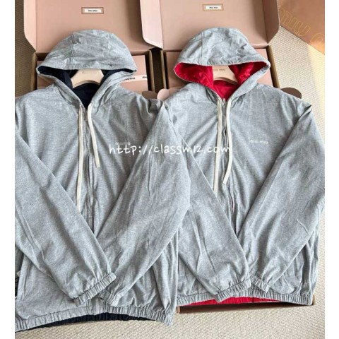 미우미우 25 한정판 양면 긴팔 후드 자켓 A13544